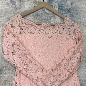 Y2K Coquette Pink Off-Shoulder Floral Lace-Style Dress | Soft Romantic